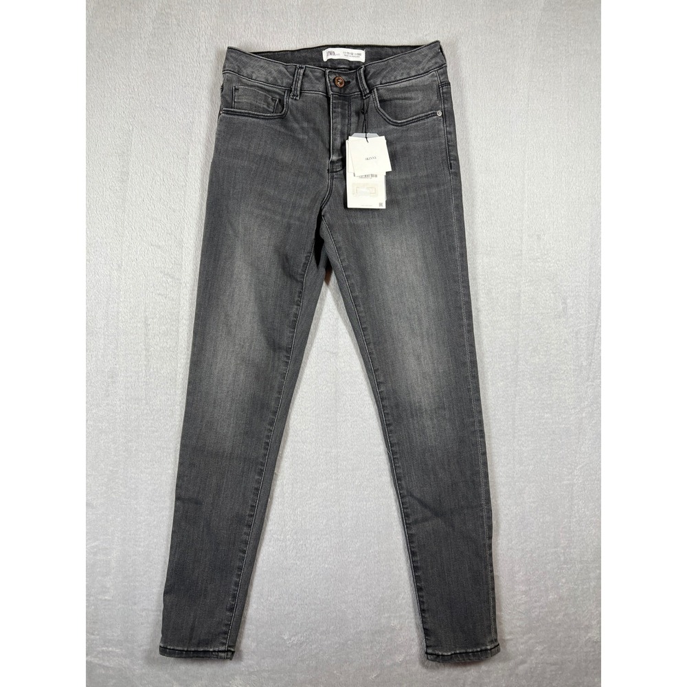 Zara Kids Skinny Jeans Grey Faded Stretch Denim Adjustable‎ Waist Size 12